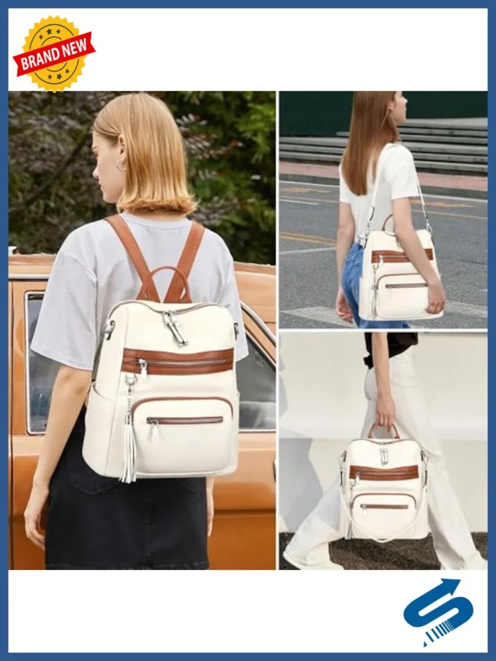 Genuine Leather Backpack for Women Soft Large Capacity Daypack Fits Laptop